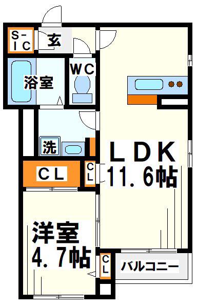 エルミタージュ南烏山 当社管理物件(1LDK/2階)の間取り写真