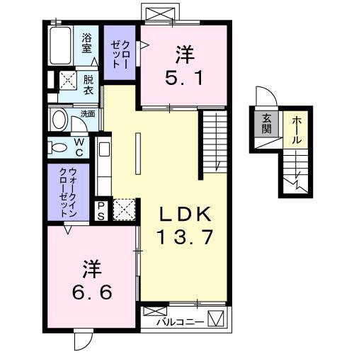 ノーブルパレス(2LDK/4階)の間取り写真