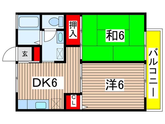 サニーガーデン(2DK/1階)の間取り写真