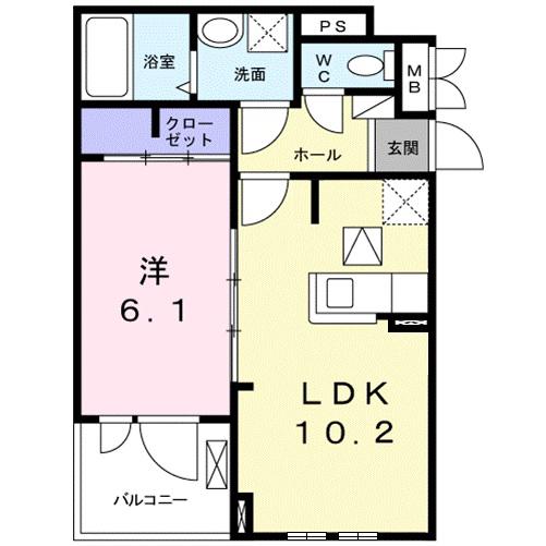 ジェルメ(1LDK/1階)の間取り写真