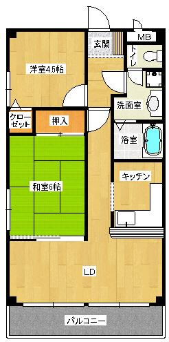 プチコーポ中西(2LDK/3階)の間取り写真