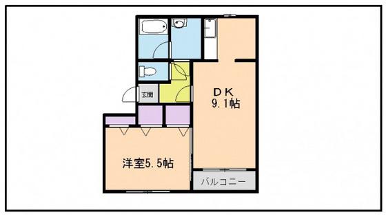 チェルシー(1LDK/1階)の間取り写真