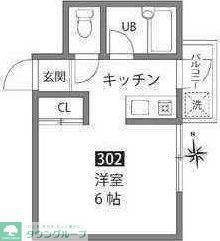 ピアクレスト経堂(1K/3階)の間取り写真