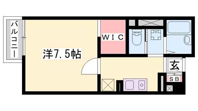 エスポワール加西(1K/3階)の間取り写真