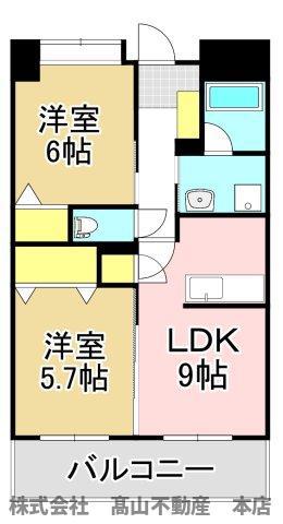 プリンセスティアラ(2LDK/2階)の間取り写真