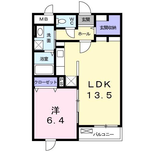 ノーブルパレス(1LDK/2階)の間取り写真