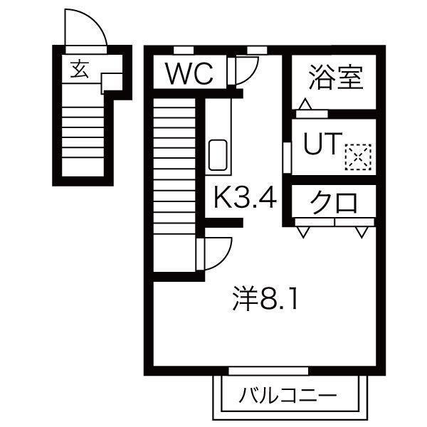 IXIA(1K/2階)の間取り写真