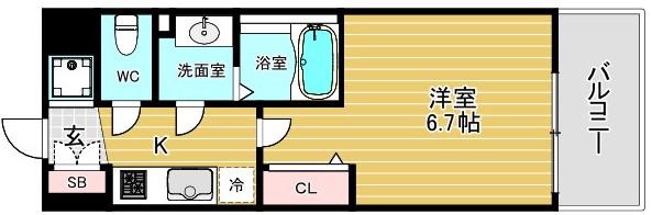 ALIVIS福島海老江(1K/3階)の間取り写真