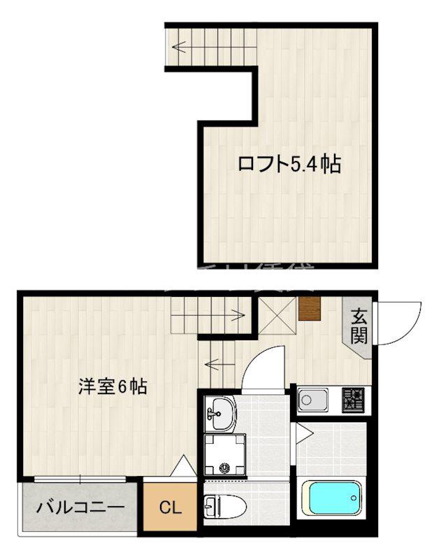 ヴィラ吉塚(1K/1階)の間取り写真