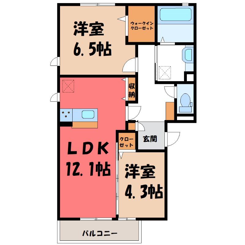 スプリーム A(2LDK/2階)の間取り写真
