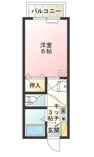 リファインド調布B(1K/1階)の間取り写真