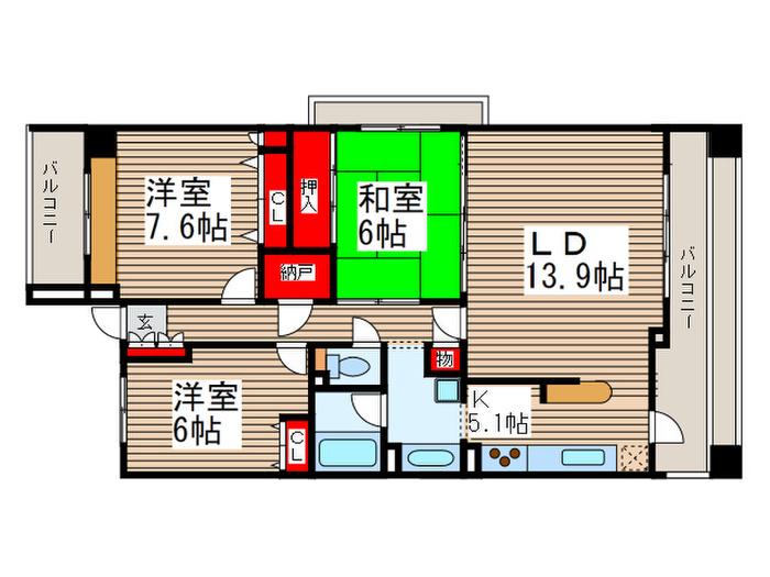 ガーデンアヴェニュー妙典(3LDK/2階)の間取り写真