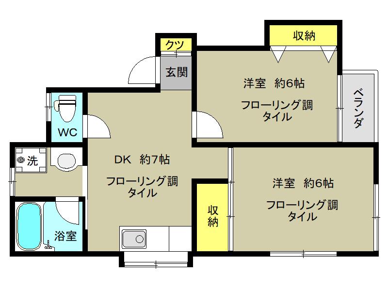 第2ケヤキハイツ(2DK/2階)の間取り写真
