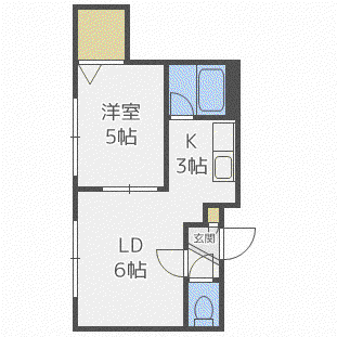 ツインズ南8条壱番館(1LDK/3階)の間取り写真