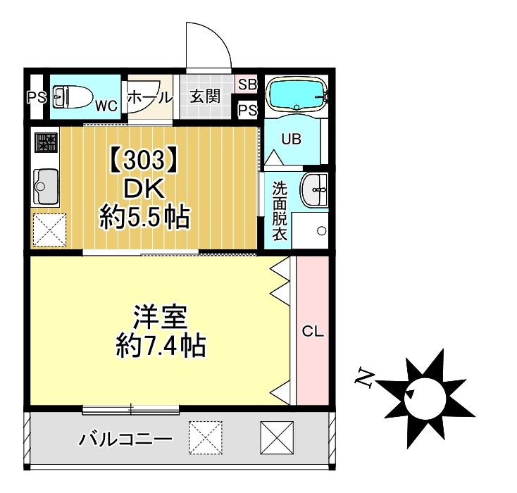 LCLASS亀岡(1DK/3階)の間取り写真