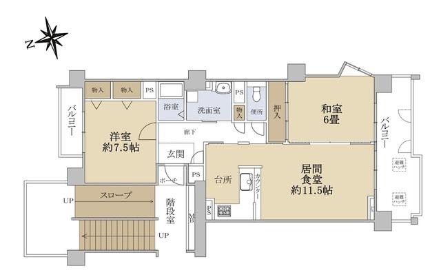あべのセレサ(2LDK/5階)の間取り写真