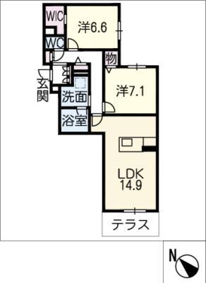 ロンドヴェルチュ川名(2LDK/1階)の間取り写真