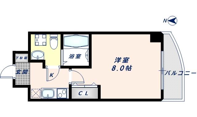 TLRレジデンス高井田(1K/4階)の間取り写真