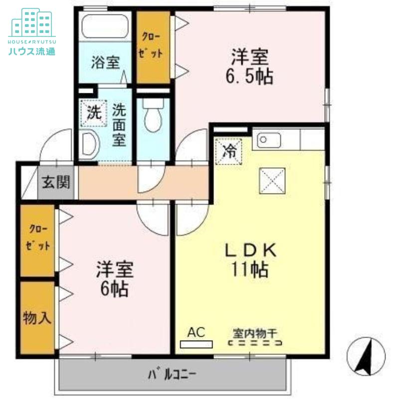 コンフォール竹松III(2LDK/1階)の間取り写真