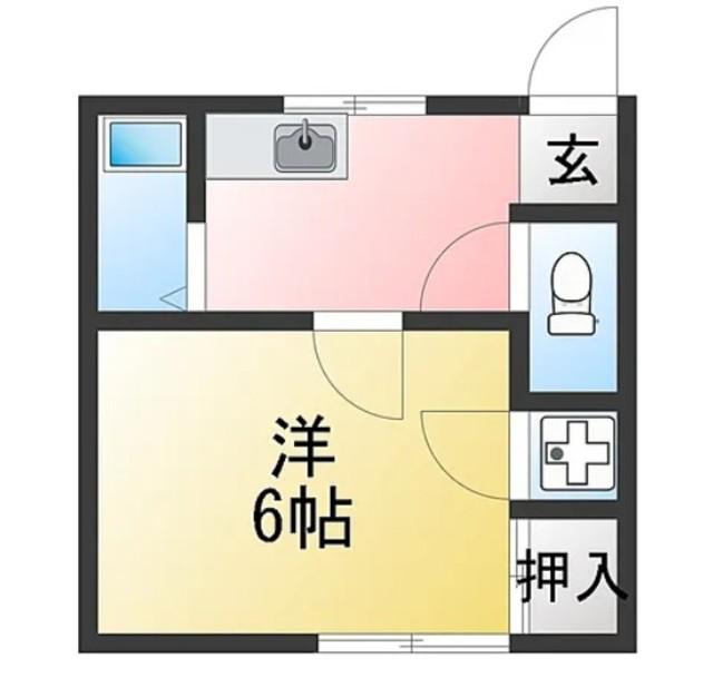 東田荘B(1K/2階)の間取り写真