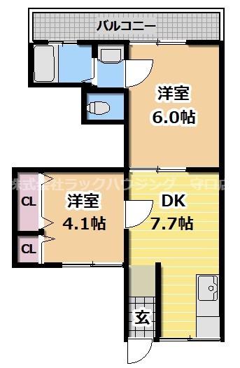 ロイヤル寺方本通(2DK/2階)の間取り写真
