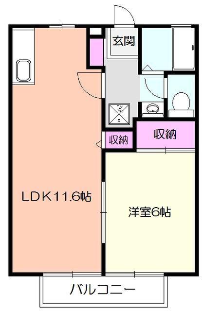 ラ・プルミエールII(1LDK/1階)の間取り写真