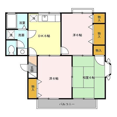 シャトル大戸III(3DK/2階)の間取り写真
