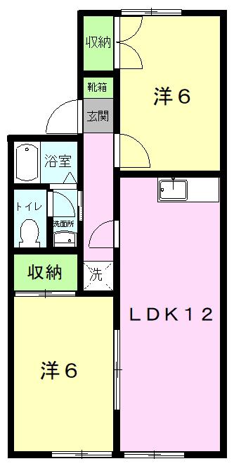 ボンエルフ玉名(2LDK/2階)の間取り写真