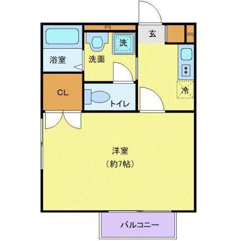 アムールIITAKASHIN(1K/2階)の間取り写真