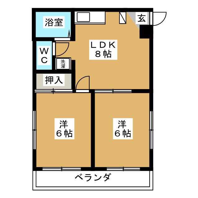 コートビレッジハラ(2LDK/1階)の間取り写真