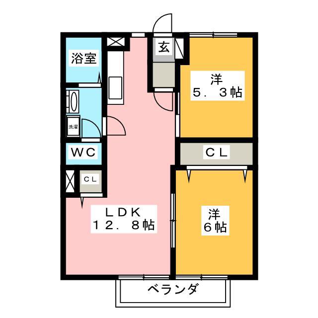 エルハイムツチヤ(2LDK/1階)の間取り写真