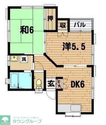 ハウスA(2K/2階)の間取り写真