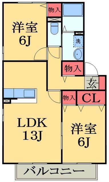 YMAⅠ(2LDK/1階)の間取り写真