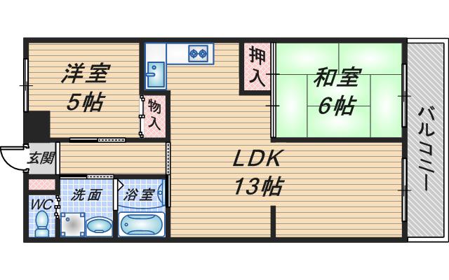 コスモハイツ上野(2LDK/1階)の間取り写真