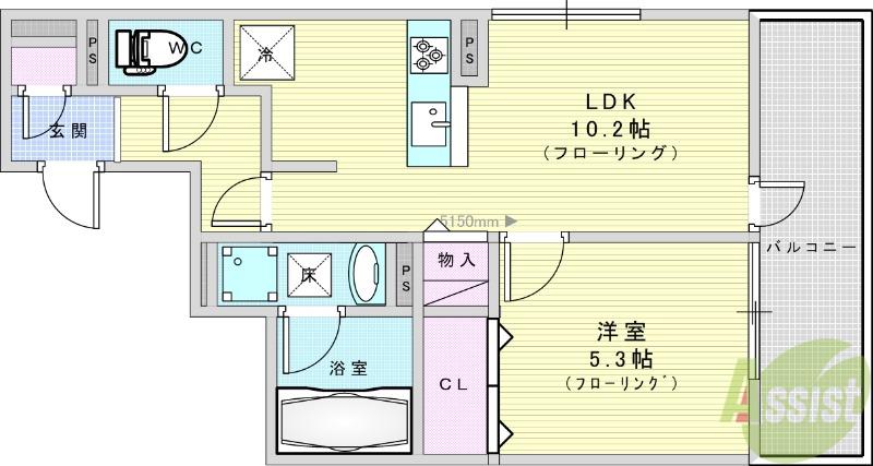 D-RESIDENCE蛍池東町(1LDK/2階)の間取り写真