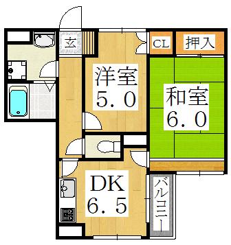ブランメゾン宮塚(2DK/3階)の間取り写真