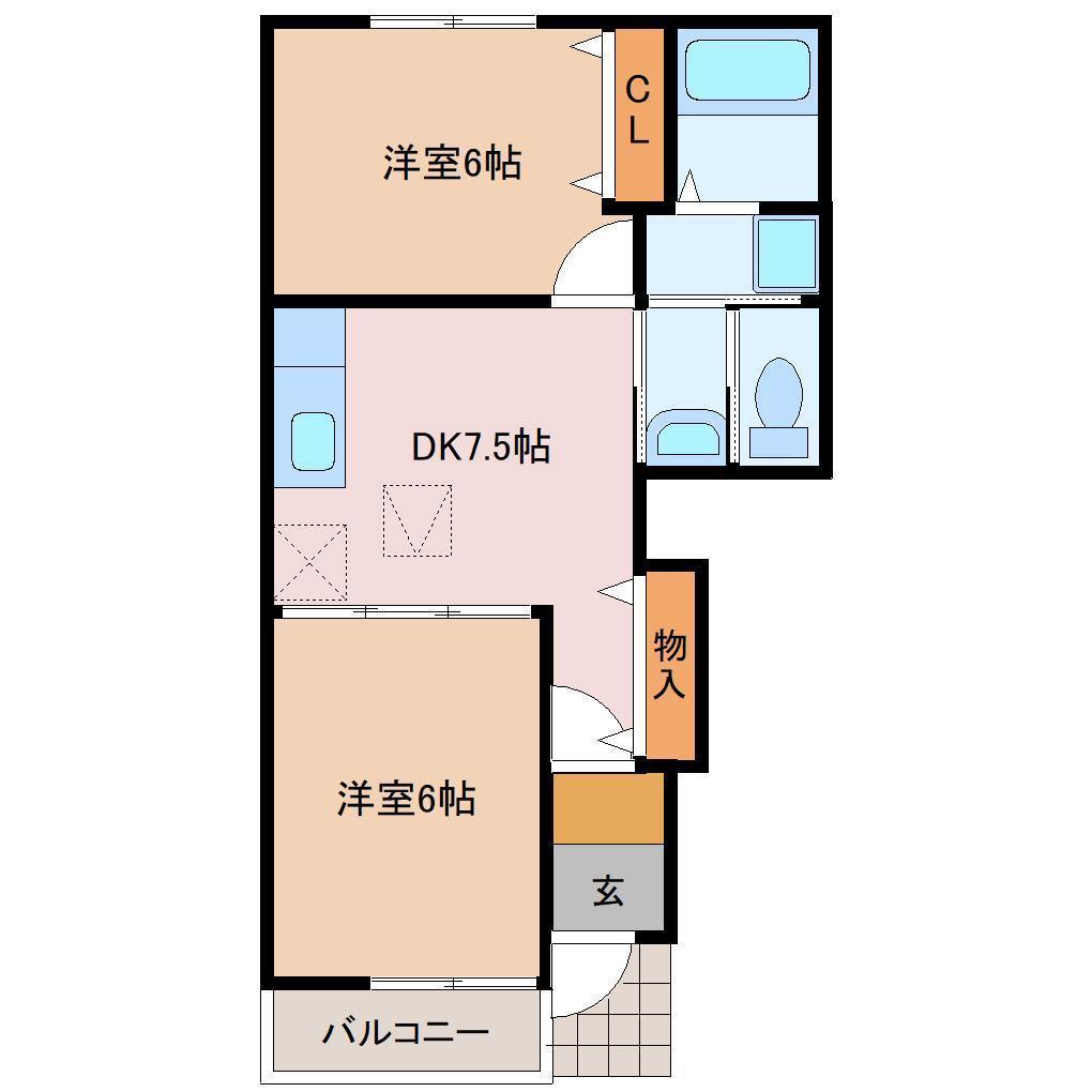コンフォート葉山 II(2DK/1階)の間取り写真