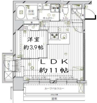 レガリス北千住(1LDK/7階)の間取り写真