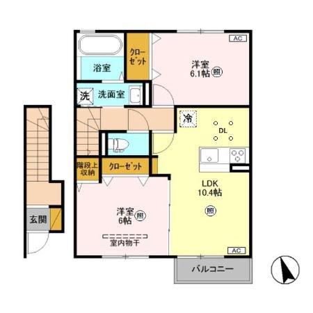 エトワール古瀧I(2LDK/2階)の間取り写真