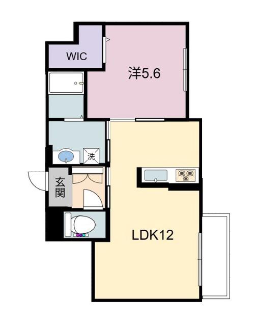 シャーメゾンRAC下鈎(1LDK/1階)の間取り写真