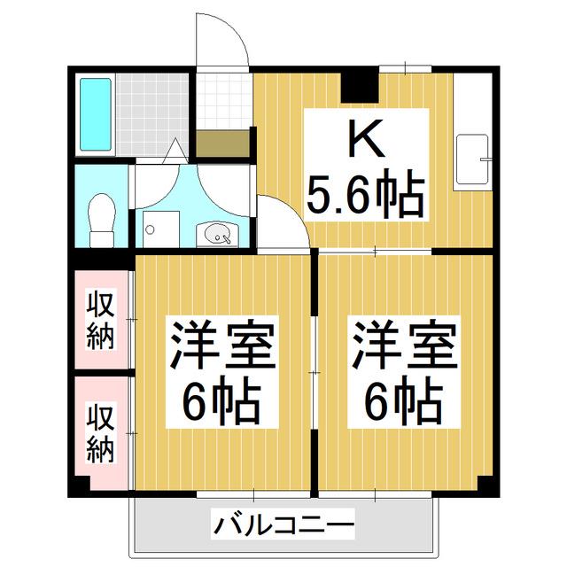 サンハイムあかしなII(2K/2階)の間取り写真