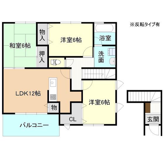 リヴェール絹の台A(3LDK/2階)の間取り写真