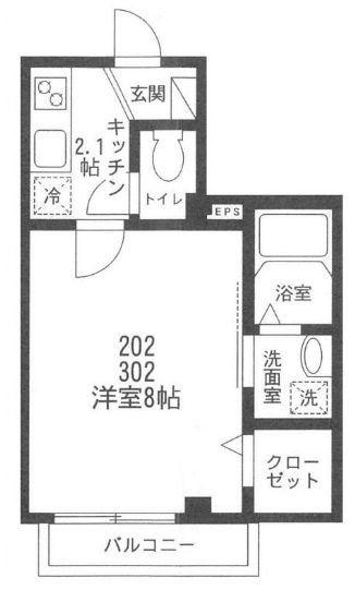 S・ソレイユ(1K/2階)の間取り写真