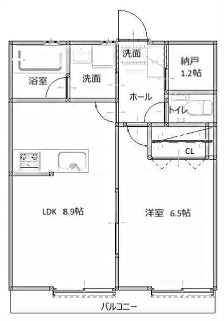 ライトハウス道匠小路(1SLDK/1階)の間取り写真