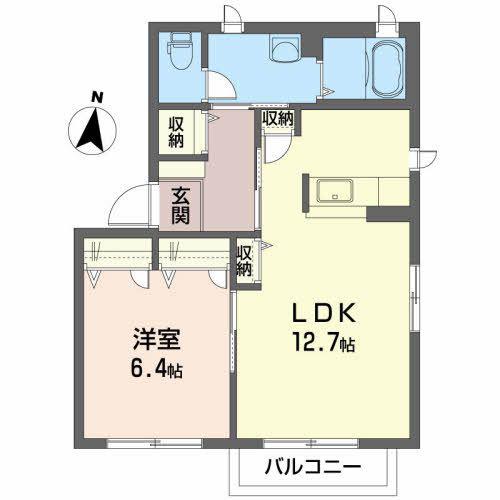 ディアス輝(1LDK/2階)の間取り写真