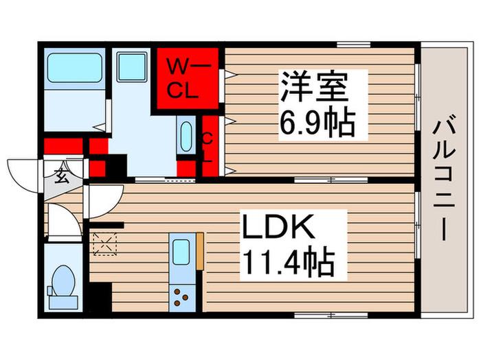 ローズパーク八番館(1LDK/2階)の間取り写真