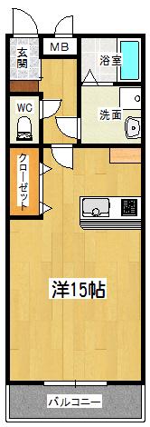 ドミール・イレブン(ワンルーム/2階)の間取り写真