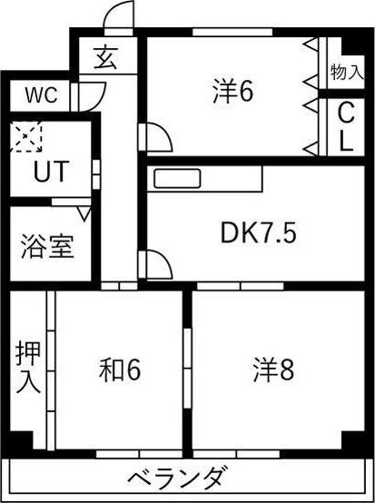 HOUSE松本(3DK/1階)の間取り写真