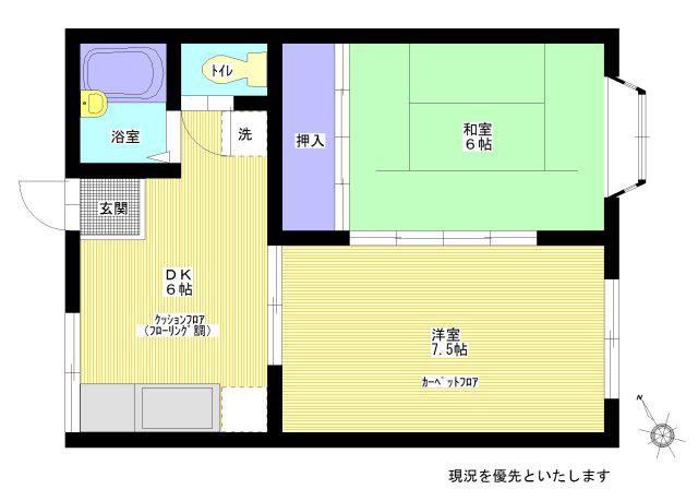 シャトル日和田(2DK/1階)の間取り写真