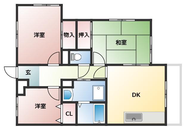 パークサイド中倉(3DK/2階)の間取り写真